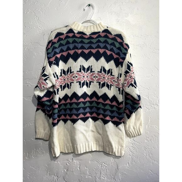 Brandon vintage fair isle knit sweater womens large cabincore grandmacore heavy - Picture 3 of 5